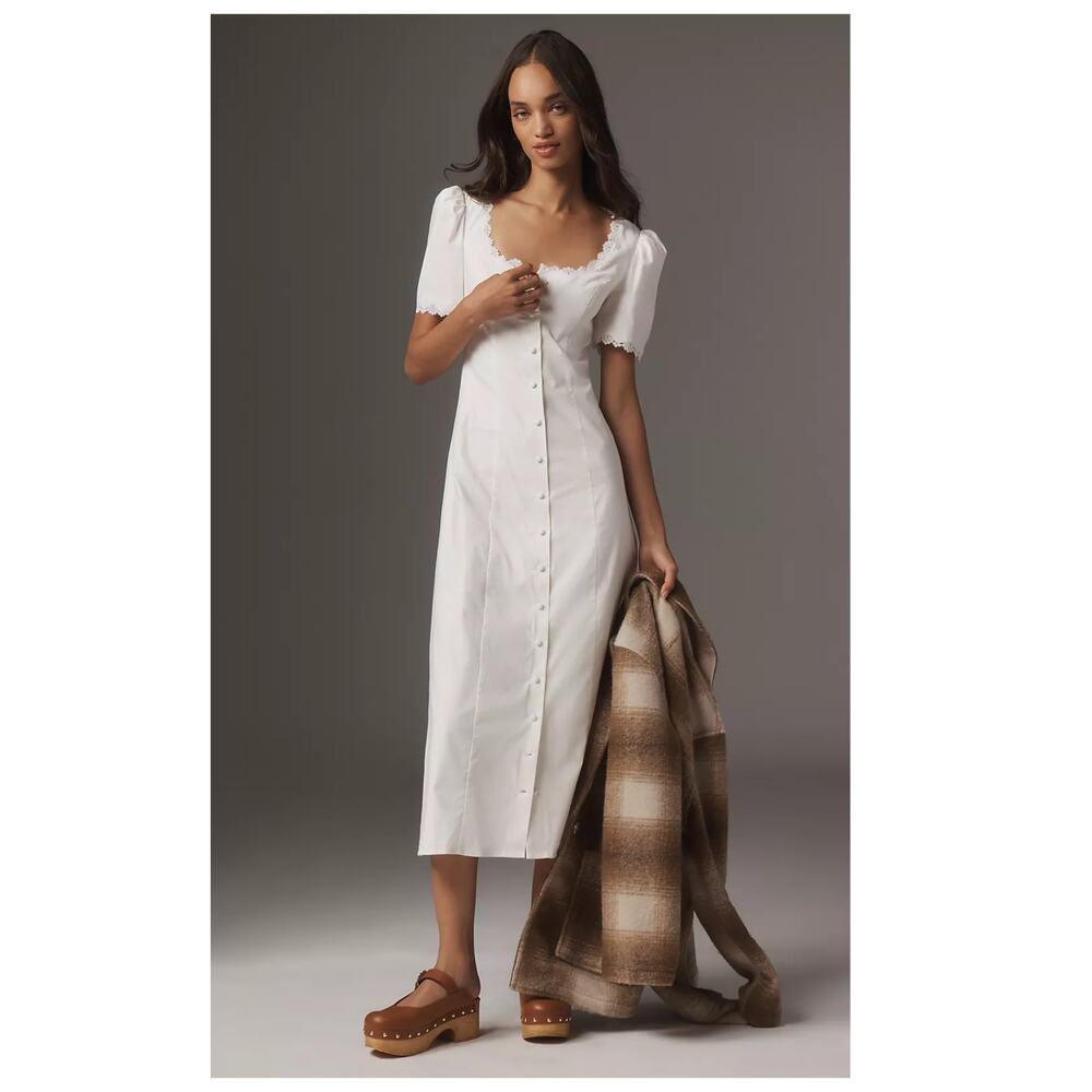 NEW Reformation Alida Organic Cotton Button-Up Midi Dress Size 2